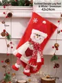 Gebreide rood-witte kerstsok met een hangend sneeuwpop-ontwerp voor feestelijke decor - 42x24cm / Gebreide Sneeuwpop met Hangende Benen