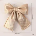 Large champagne gold metallic bow ornament for Christmas tree festive party decor 35cm - 35cm / Gold Shiny Silk 35cm