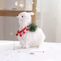 Decoratieve witte wolvilt alpaca beeldje voor kerstsfeer met rode kraag versiering - Witte Dennennaald Alpaca
