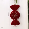 Roter beflockter Weihnachts-Süßigkeiten-Anhänger mit burgunderfarbenen Glitzerdetails - Süßigkeit B / 16x7.5x2cm