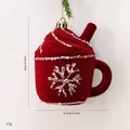 Burgunderroter beflockter Weihnachtsbecher mit Glitzerschneeflocke und 9 cm Höhe - Eisbecher / 9x8.5x6.5cm