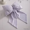 Elegante lavendelfarbene glänzende Schleife für Weihnachtsbaum-Dekoration, 25cm - Stoff-Hängedeko (25 cm Silberne Glanzseide) / Universelle Spezifikation