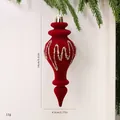 Burgunderroter beflockter Weihnachts-Spitzschmuck mit Goldglitzer-Details, 14cm - 14x4.5x4.5cm
