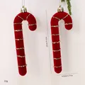 13 cm weinrote beflockte Weihnachtszuckerstange mit goldenem Glitzer Details und Maßen - 13x4.5x1.5cm