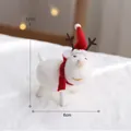 Ornamento per bambola renna di Natale in feltro bianco con sciarpa e cappello rossi, 12x6 cm - 6x12cm