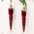Eleganter weinroter Samt-Eiszapfen-Weihnachtsschmuck mit goldenem Glitzer 15cm - 15x2.5x2.5cm