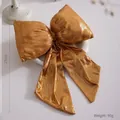 Large gold striped bow decoration for Christmas tree and window display hanging ornament - Fabric Hanging Ornament (25cm Gold Shiny Silk) / Universal Specification