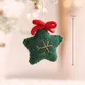 Handmade green felt star Christmas tree ornament with red bow and golden snowflake - Green Five-point Star