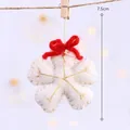 Handcrafted white felt snowflake Christmas ornament with red bow detail, 7.5cm height - White Snowflake / 7.5cm