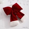 Large red velvet Christmas bow with white faux fur trim for holiday tree decor - Fabric Hanging Ornament (Red Plush Bow 20cm) / Universal Specification