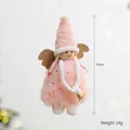 Petit ange de Noël décoratif en peluche rose avec ailes et cloche, hauteur 15 cm - Ange à Clochette / Rose Clair