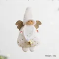Ornement d'ange de Noël en peluche blanche avec ailes dorées et cloche, 15 cm de haut - Ange à Clochette / Blanc
