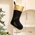 Schwarzer und goldener Pailletten-Weihnachtsstrumpf mit dem Fische-Sternbild-Motiv - Sternzeichen Weihnachtssocke / Fische