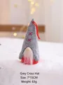 Felt Christmas gnome hanging ornament with grey cross-stitched hat and long white beard - Gray Cross Pattern Hat / 15cm