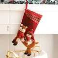 Large festive red Christmas stocking with plush reindeer and snowman characters, 55cm height - Reindeer Style Snowman Stocking