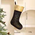 Schwarzer und goldener Jungfrau-Sternzeichen-Weihnachtsstrumpf mit Pailletten-Bündchen - Sternzeichen Weihnachtssocke / Jungfrau