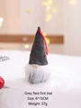 Handmade grey Christmas gnome plush ornament with red dotted hat and white beard - Gray Red Polka Dot Hat / 15cm