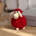 Handgemaakte rode vilt schaap figuur voor kerst decoratie op tafel, 7,5 cm hoog - Mini Lam / 5*7.5cm / Rood