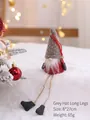 Gnomo di Natale decorativo con cappello grigio a maglia e lunghe gambe penzolanti - Cappello Grigio Gambe Lunghe / 14cm