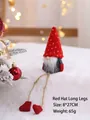 Gnomo natalizio in tessuto con cappello rosso lavorato a maglia e gambe lunghe - Cappello Rosso Gambe Lunghe / 14cm