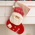 Large 47cm knitted Christmas stocking featuring a 3D Santa Claus for holiday mantle decor - Knitted - Santa