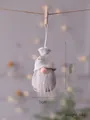 Adorno colgante de gnomo navideño hecho a mano con gorro de punto blanco y copo. - Gnomo Sin Rostro Sombrero de Punto / Blanco