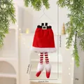 Colgante de falda de piernas de elfo de Navidad de felpa roja y blanca para navidad - Piernas de Falda de Elfo Rojas