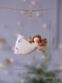 Handgemachte Weihnachtsengel-Plüschfigur mit goldenen Sternen und Flügeln, SKU-Ansicht. - Goldener Engel mit Stern