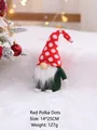Gnomo di Natale fatto a mano in peluche con cappello a pois rossi e corpo verde deco - Red Polka Dot Hat / 22cm