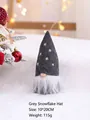Gnomo di Natale fatto a mano con cappello grigio a fiocchi di neve e barba bianca - Gray Snowflake Hat / 20cm