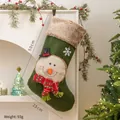 Large green festive Christmas stocking with snowman applique, 50cm size variant - Snowman