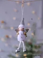 Niedlicher Weihnachtsengel-Anhänger aus Plüsch mit Glitzerflügeln und Silberstiefeln - Grauer Engel mit Spitzer Mütze