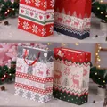 Set de 4 bolsas de regalo de Navidad grandes con diseños festivos de renos y copos. - Estilo A (Tamaño Grande) / Juego de 4