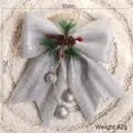 Large silver glitter Christmas bow with pine cones and berries for tree decoration - Silver Large / 1 Piece