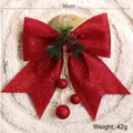 Large red glitter Christmas bow with pine cones and red berries for tree decoration - Red Large / 1 Piece