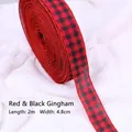 Classic red and black checkered Christmas ribbon for gift wrapping and DIY bows decor - 4.8cm Width (2m Length) / Red/Black Plaid