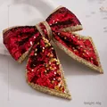 Large red sequin bow with gold trim for Christmas tree DIY holiday home decoration - Red Sequin / Universal Specification