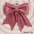 Grote roze glitter kerststrik voor feestelijke boomdecoratie, maat 30x26cm - Roze Groot / 1 Stuk