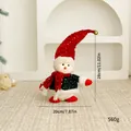 Luxe kerstsneeuwpop pluche pop met rode pailletten 20x28cm voor huisdecoratie - Zittende Houding / S / Zittend - Sneeuwpop
