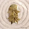 Set of two gold glitter Christmas bows for holiday tree decoration with size markings - Gold Small / 2 Pcs/Set