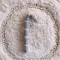 Grey and white striped felt candy cane Christmas hanging ornament height 12cm decoration - Candy Cane-Gray / 12cm