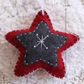 Felt star Christmas ornament in red and grey, measuring 11cm for festive decor. - Red Gray Star