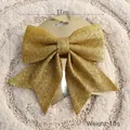 Grote gouden glitter kerststrik ornament, maat 17x18cm, 18g gewicht voor kerstboom decor - Goud Middel / 1 Stuk