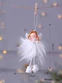 Handgefertigter Weihnachtsengel-Anhänger mit weißen Flügeln und flauschigem weißem Fell - Weiß Engel - Stern