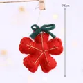 Red felt snowflake Christmas ornament with green bow and gold embroidery, 7.5cm size - Red Snowflake (With Clip)