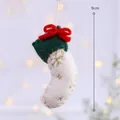 Handmade felt Christmas stocking ornament with gold snowflake embroidery, 9cm size - White Sock Ornament