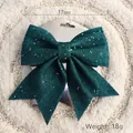 Grote groene glitter kerststrik variant voor kerstboom en feestelijke binnendecoratie - Medium Meerblauw / 1 Stuk