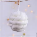 Elegant white chunky knit wool ball Christmas tree ornament decoration, 9cm diameter - White Wool Ball