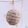 Handmade beige chunky wool knit ball Christmas tree ornament with hanging string 9cm - Coffee Wool Ball