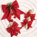 Set rode glitter kerststrikken met dennenappels in grote, middelgrote en kleine maten - Rode Combinatie / Set van 3 (G/M/K)